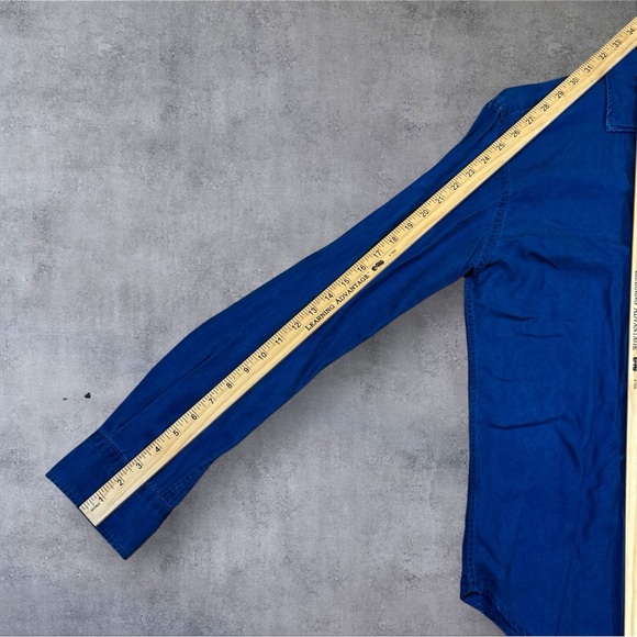 Boggi Milano Men’s Snap Button Blue Long Sleeve‎ Tencel Shirt Men’s Size Small - Picture 7 of 9